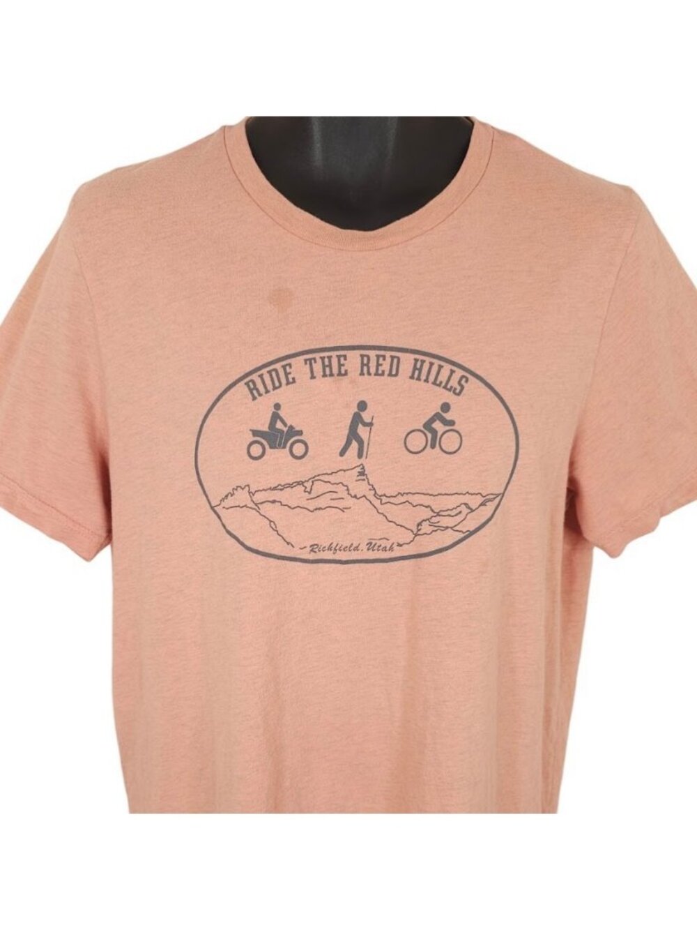 Ride The Red Hills T Shirt Mens Size Large Red Orange Richfield Utah Travel Tee